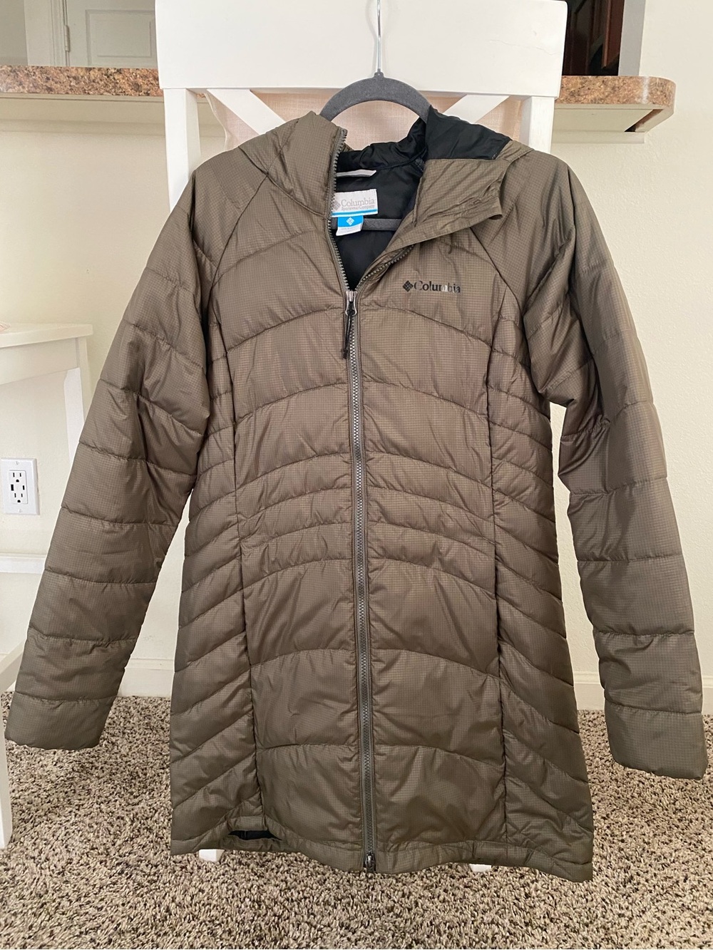 Columbia Women's Olive Green Quilted Hooded Puffer Coat